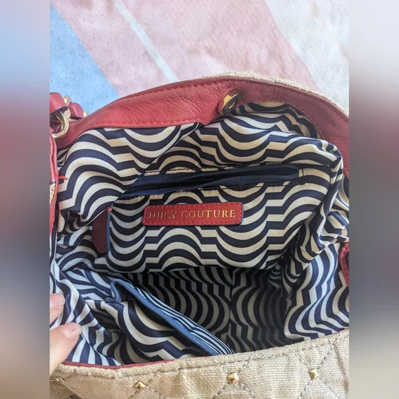 Juicy Couture Gold Metallic Erin Red Siren Shoulder Purse - Picture 8 of 10